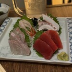 炙金 - ■刺身四点盛り