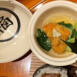 銀座 しのはら - ワサビ菜とウニ