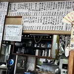 越後屋 - 壁に貼ってるメニュー