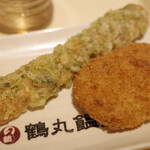 鶴丸饂飩本舗 - ちくわ天、コロッケ