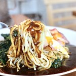 からめ亭 - ベーコンエッグスパL＋ほうれん草