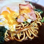からめ亭 - ベーコンエッグスパL＋ほうれん草