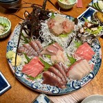 金目鯛と漁師料理の宿くろえむ荘 - お刺身の盛り合わせ＋伊勢海老