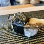 天寿し - 千葉県産の蒸しあわび（上に肝醤油）