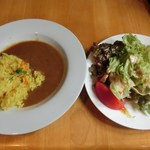 河崎2丁目食堂 - ランチセット① サラダ+ミニカレーライス