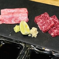 タン、ハラミ刺し二種盛り