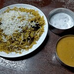 ナマステ - 料理写真:今月のビリヤニはイノシシビリヤニ1500円  カレー(具なし)、ライタ付き  炊き系  優しい味付けでカレーをかけると美味しいタイプ(●´ω`●)