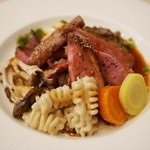 レストラン コーイン - 北海道産牛ロースとフランス産仔鴨のロースト、肉のジュ　(2014,7)