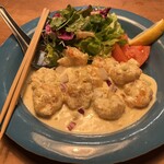 think食堂 - タイスイートチリ風味のエビマヨ炒め