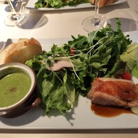ブラッスリー エディブル - 平日限定ランチプレート菜の花のポタージュスープ　　鶏ハム　チキンコンフィ