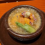 おい河 - グツグツ熱々な蟹の餡掛け、雲丹のせ