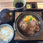 一syo庵 - 和牛ハンバーグ定食＆和牛ぶつ切りステーキ60gトッピング