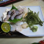 海の幸 - シャコ貝と貝柱の刺身