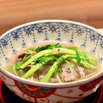 多仁本 - 月の輪熊と芹の鍋　脂の甘みと芹の苦味！そしてバローロ♫