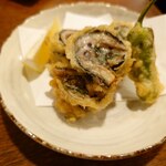 釜めし菜時記 さき亭 - 追加の真鰯梅しそ天ぷら870円はイワシの脂の乗りがヤバイ