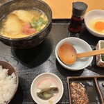 魚河岸料理 ざこば - とり天明太子とじうどん定食