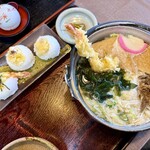 うどん亭 - 鍋焼きうどん天むすセット