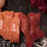 鶏一途 - 肝。左が極上。