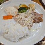 キッチン ブルー グローブ - ご飯を乗せての