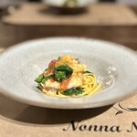 Nonna Nietta - ⚫︎アンコウ出汁 菜花 トマト パスタトロッコリ
      今度は麺状パスタ。ガサガサした表面のやつ！
      彩が美しい〜！