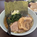 横浜家系らーめん 侍 上野店 - らーめん+炙り豚バラ+ライス(二周年イベントサービス)