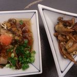 うなぎ馳走 八嶋 - 肝煮と肝ポン(左)