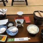 錦浦館 - 朝食　友人から生卵頂きました