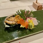 都わすれ - お造り(鮑、鮪、紅鱒、鯛)