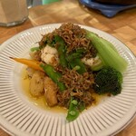 水色食堂 - 温野菜 花海老のガーリックソース
