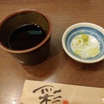 孫四郎そば - 汁＋薬味