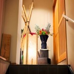 いざかや しん - 階段を上がった先(右手)に玄関があります(o^^o)