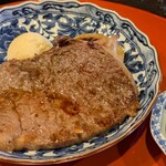 わさび食堂 - 最後にステーキ。ここまでくるとかなりお腹一杯ですが、美味しいので入ってしまいますね。