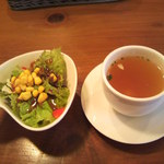 グリーティング - サラダとスープ。