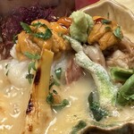 御宿かわせみ - 焼き蛤と鮎魚女
      　早掘り筍
      　たっぷりの生雲丹と雲丹バターソース