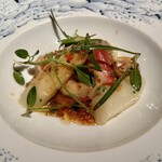 レストラン ラリューム - 北寄具のソテーとホワイトアスパラガス ブールノワゼットソースで