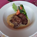 レストラン メドー - お肉　温野菜　トウモロコシのフムス、チーズソース