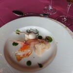 レストラン メドー - 前菜　帆立、海老、蕪のエスプーマ