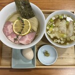 ユナイテッド ヌードル アメノオト - 料理写真:■味玉昆布水つけめん(塩)海老わんたん¥1,490
