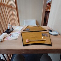 いわ志 本店 - 今日はカウンター席ではなく、カウンター席奥にあるテーブル席にて。
