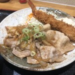 お食事処 北の屋 - ミニ生姜焼き海老フライ定食860円