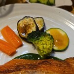 キッチン ブルー グローブ - 備え付け野菜のアップ