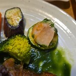 キッチン ブルー グローブ - ポワレへズッキーニを添えて