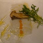 冷前菜：白イカのカルパッチョwithポルチーニ茸（2014.7）