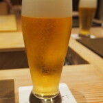 割烹さいお - 乾杯は生ビールで