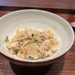 廣澤 - 〆②  松葉蟹と車海老と伊勢海老と帆立貝柱の海鮮炒飯
      揚げエシャレット乗せ