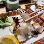 築地寿司清 - いかげそ　塩で焼いていただきました」