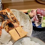 しんのすけ - 金目鯛塩焼き定食(刺身付)