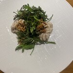 BISTRONOMIE TKM - 北海道産白子のポシェと春菊のソテー胡桃添え