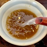 一生 - きのこ汁に熱々のそば湯を入れると、抜群の美味しさ！