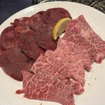 元祖ちぢみの王様 - 特上A5ランク和牛三角バラ、特上牛タン